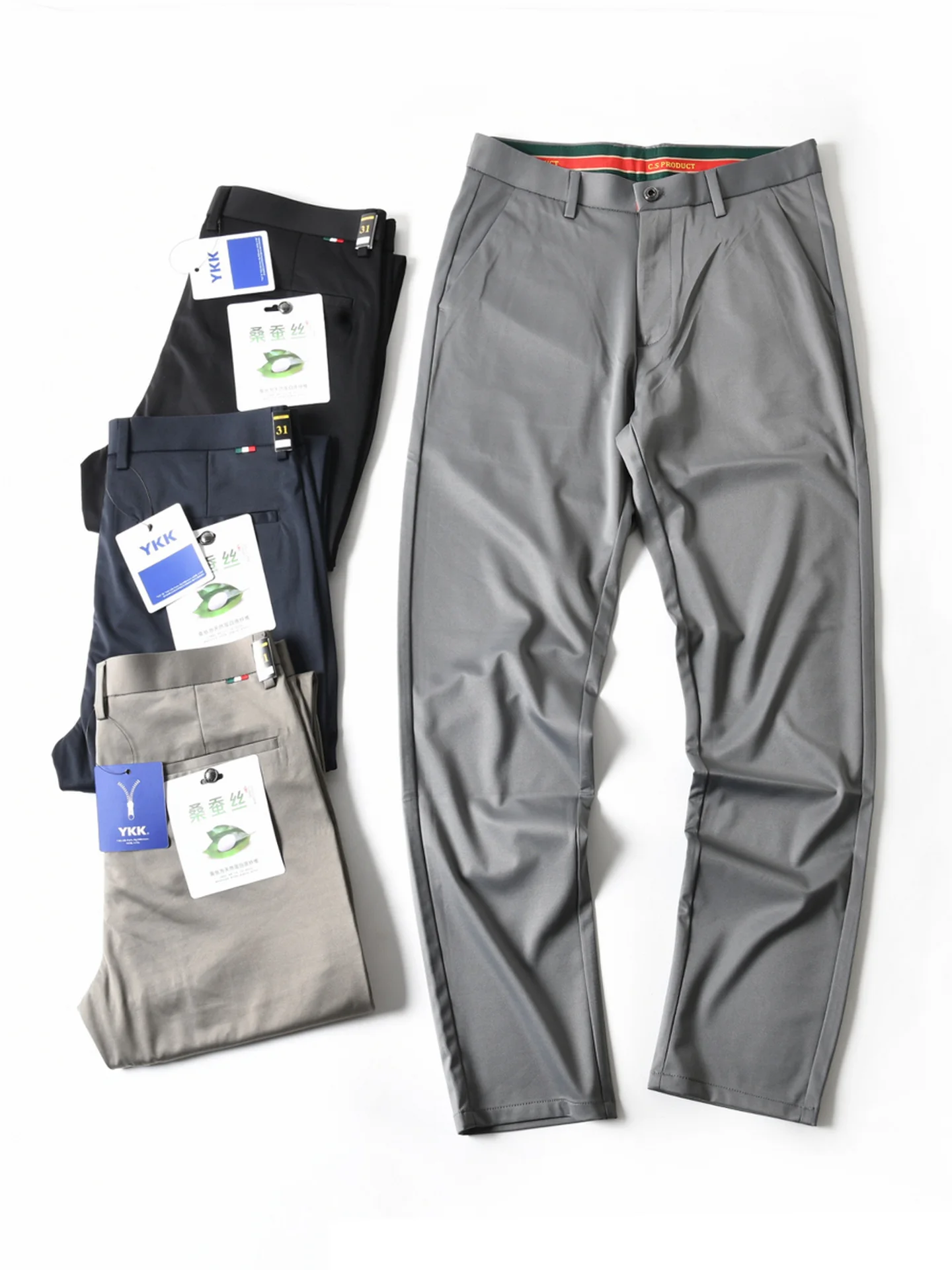 

New American Sle Premium Silk Anti-Wrinkle Lightweight Casual Pants Men's Summer Straight Leg Busin Commute Leisure Trou...