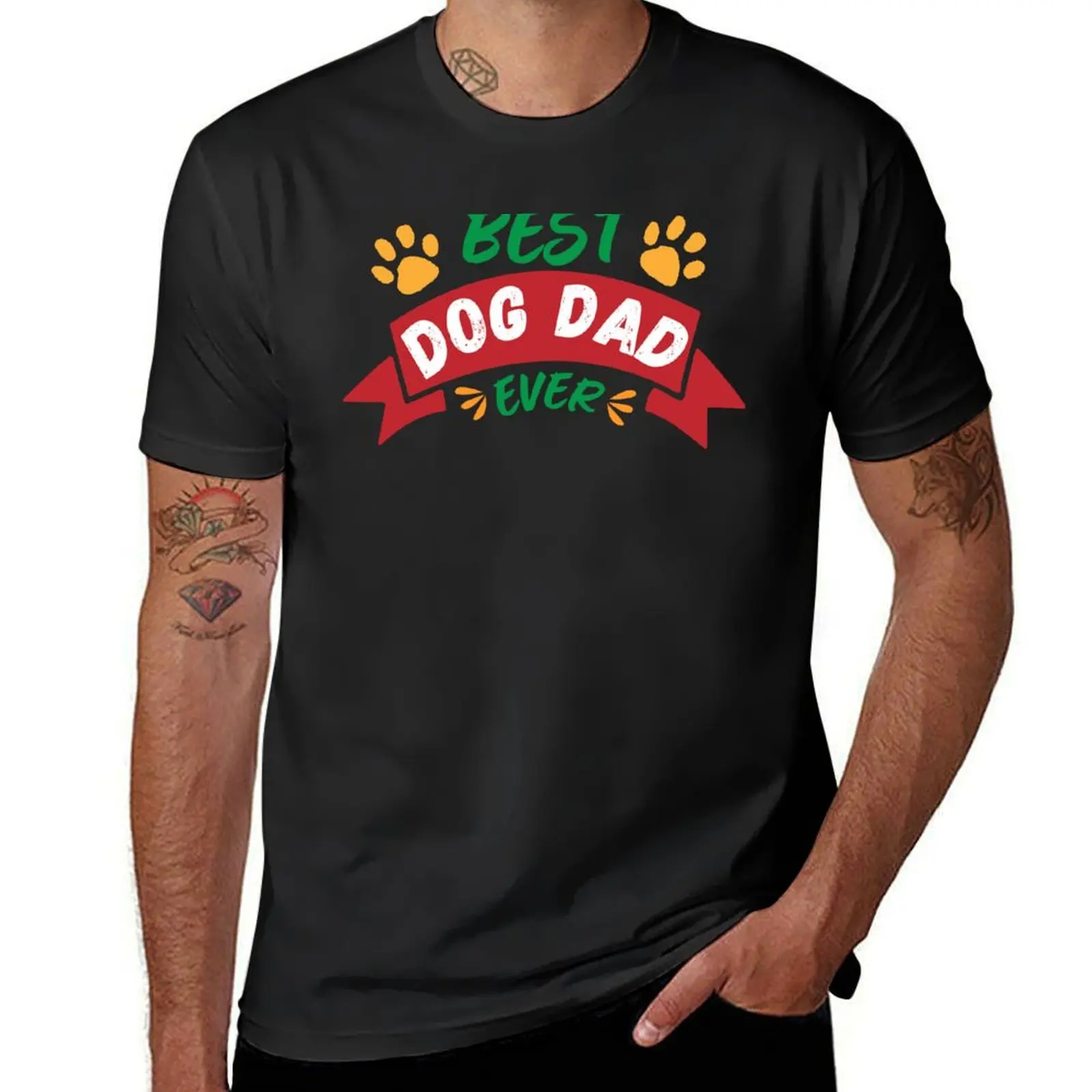 Best Dog Dad Ever T-Shirt oversizeds aesthetic clothes T-shirts for men cotton