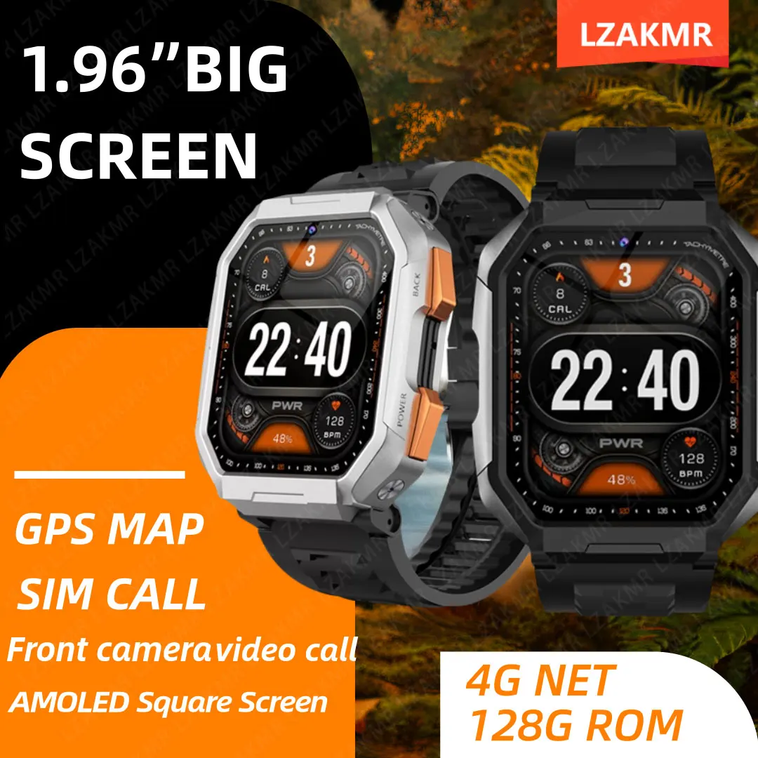 128G Smart Watch B2 GPS Position 1.96''Screen 5MP HD Front Camera Call Sim Card 4G Net Men Smartwatch Sleep Monitor AppDownload