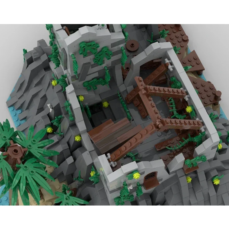Pirate Castle Building MOC Middeleeuwse Treasury Cave Bricks Ruïne Island Blocks House Architecture Unieke Display Klocki