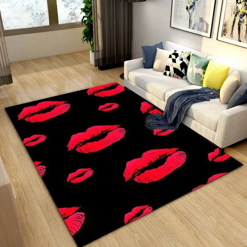 3D Sexy Lips Mouth Series Area Rug Large,Carpets for Living Room Bedroom Sofa Doormat Decoration,Playroom Backyard Floor Mats