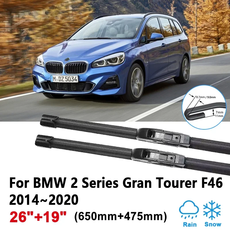 

For BMW 2 Series Gran Tourer F46 2014~2020 Front Rear Wiper Blades Brushes Car Windows Windshield Windscreen Clean Accessories