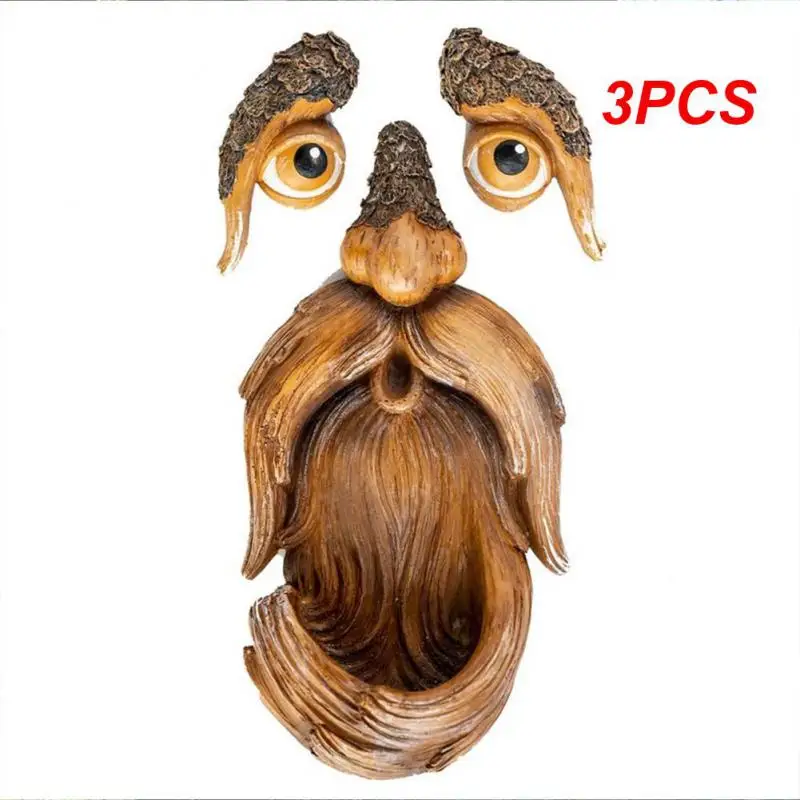 

3PCS Resin Old Man Tree Face Hugger Bark Ghost Face Facial Easter Outdoor Yard Garden Decoration Outdoor Bird Feeder Jardin