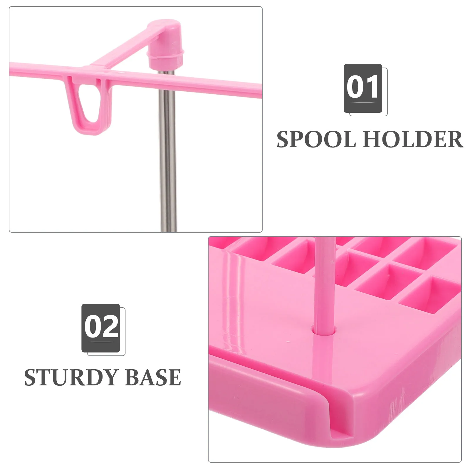 

Sewing Machine Thread Stand 3 Spools Plastic Pink for Embroidery Quilting Smooth Flow Storage Household Thread Holder