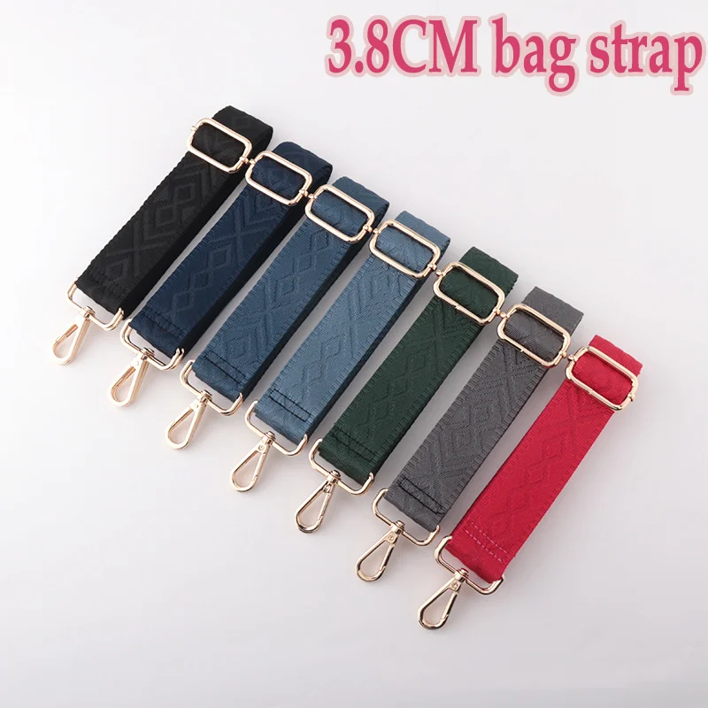New Adjustable Strap Width 3.8CM Women's Crossbody With Colourful Stripe Pattern Diy Thickened Fashion Nylon Bag Carrying Strap