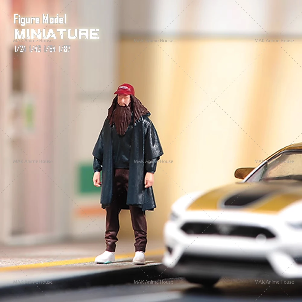 Miniatures 1/87 1/64 1/43 1/24 Bearded Legend Man Figure Doll Model Unpainted Creative Home Scene Decoration Car Toys