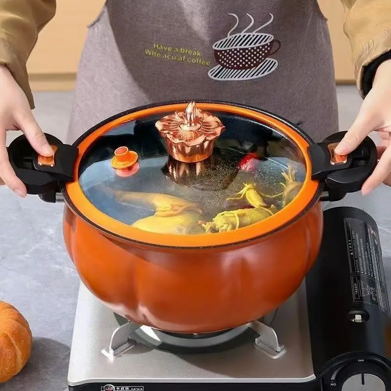 パンプキン微圧力鍋、ノンスティックシチューポット、ガス電気兼用スープポット