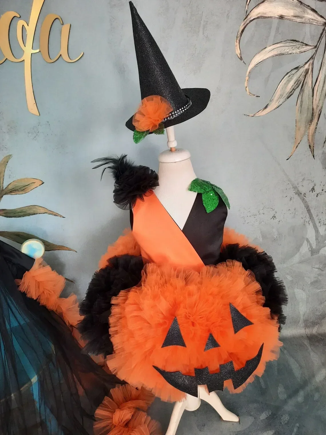 Costume d'Halloween en Tulle Noir et Orange pour Bébé Fille, Robes de ixd'Anniversaire, Nministériels d à Volants, Tenue de Sainte Communion pour Enfants en Bas Âge