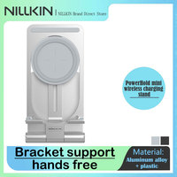 NILLKIN PowerHold Mini Wireless Charger Stand - Foldable Phone Holder for iPhone/Samsung, Adjustable Angle Metal Charging Dock