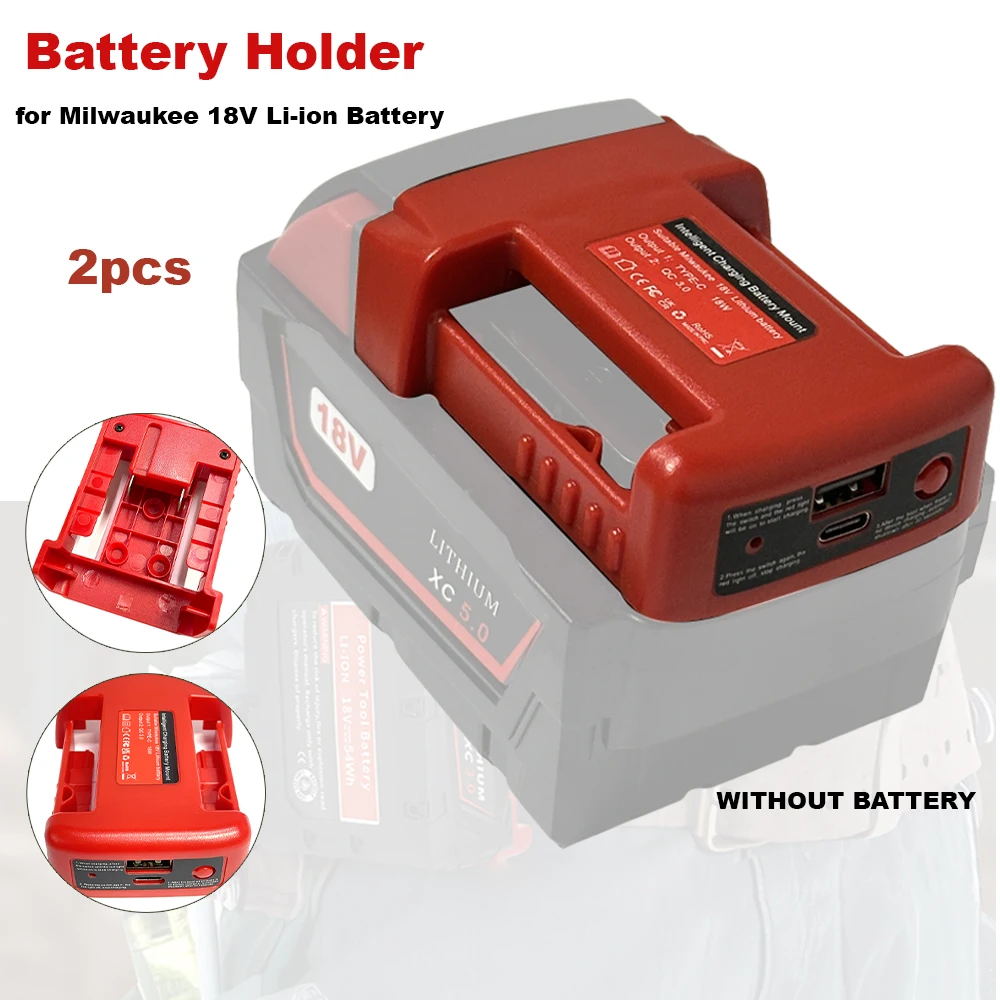 

USB-адаптер для зарядного устройства с пряжкой ремня для Milwaukee 18 В, порт для зарядки литий-ионного аккумулятора для зарядки мобильного телефона