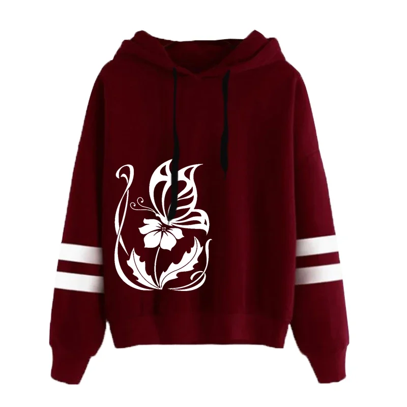 Mulheres casuais hoodies impressão moletom 2025 listra hoodies diário rua topos pulôver outono inverno esportes casa mulher roupas