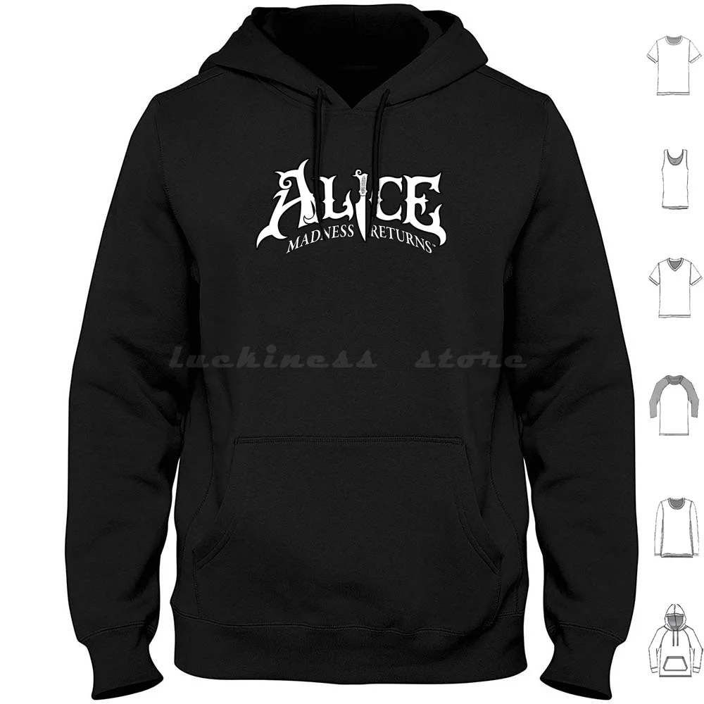 Alice Madness Returns : White Logo ( V.1 ) Hoodie cotton Long Sleeve Alice In Alices Adventures In Alice S Adventures