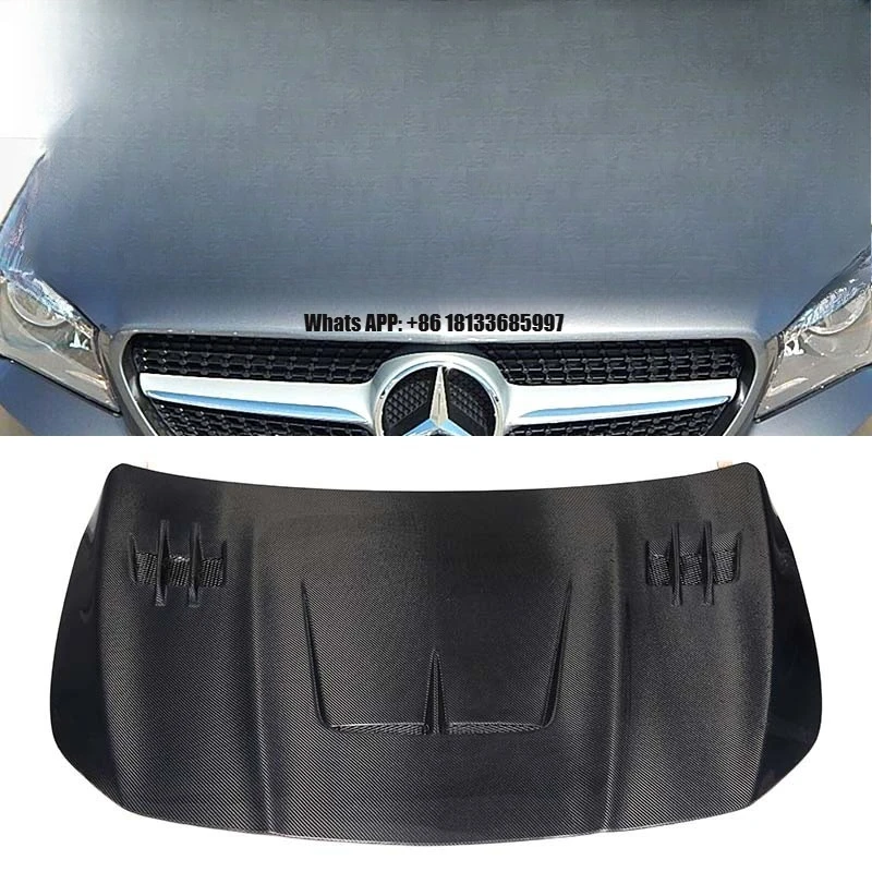 

for Mercedes-Benz CLA W117 CLA250 220 260 R Model Screw-On Mesh Carbon Fiber Engine Hood Head Cover New Black