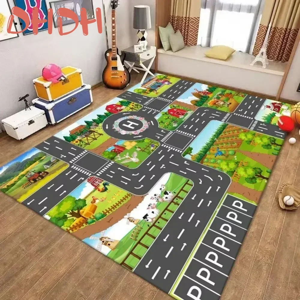 Carpet Activities for Baby Play Mat Game Carpet for Baby Farm Road Portable Map Baby Educational Rugs