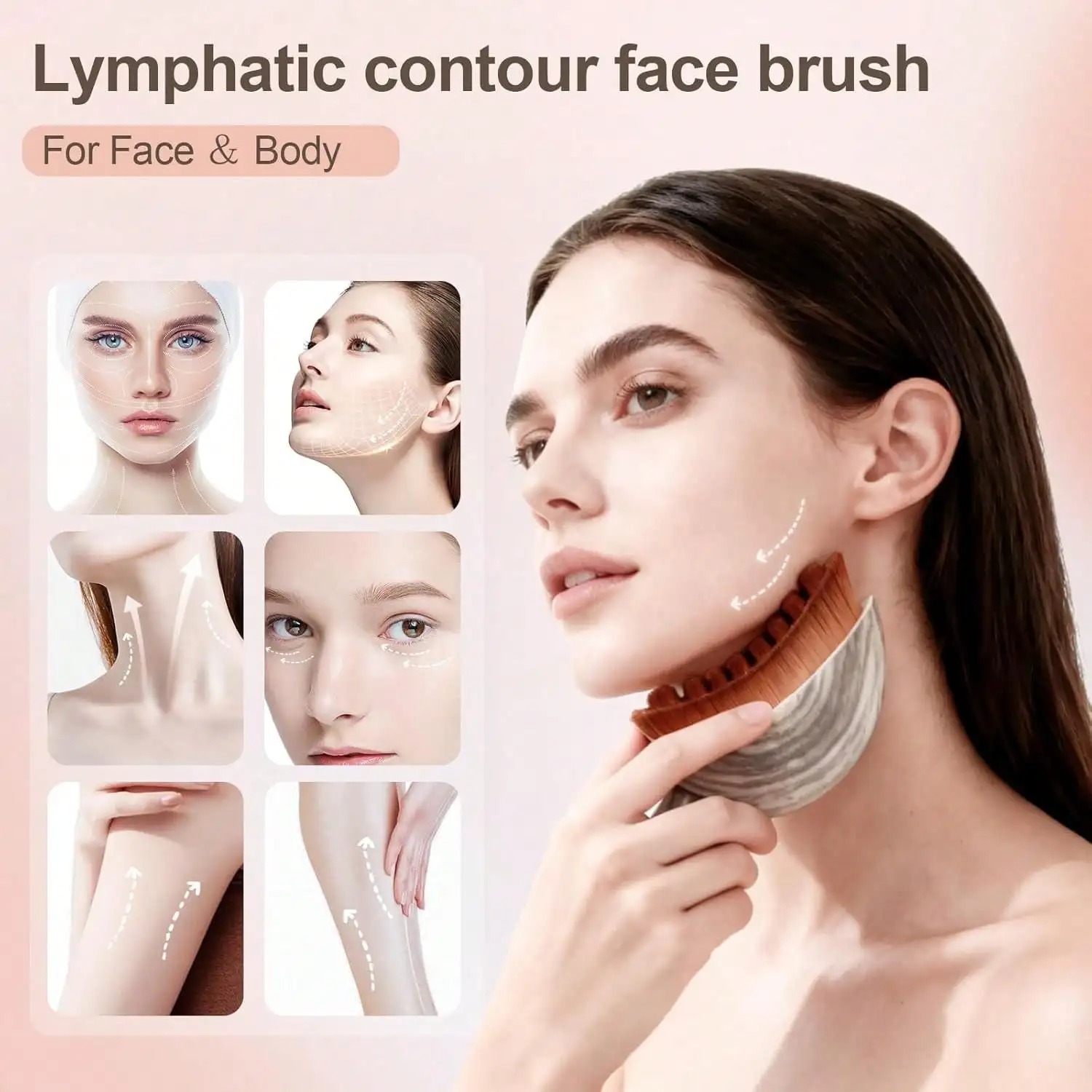 2pcs/3pcs lymphatic detoxification facial brush, suitable for face, jawline and chin, ergonomic design, precise fit
