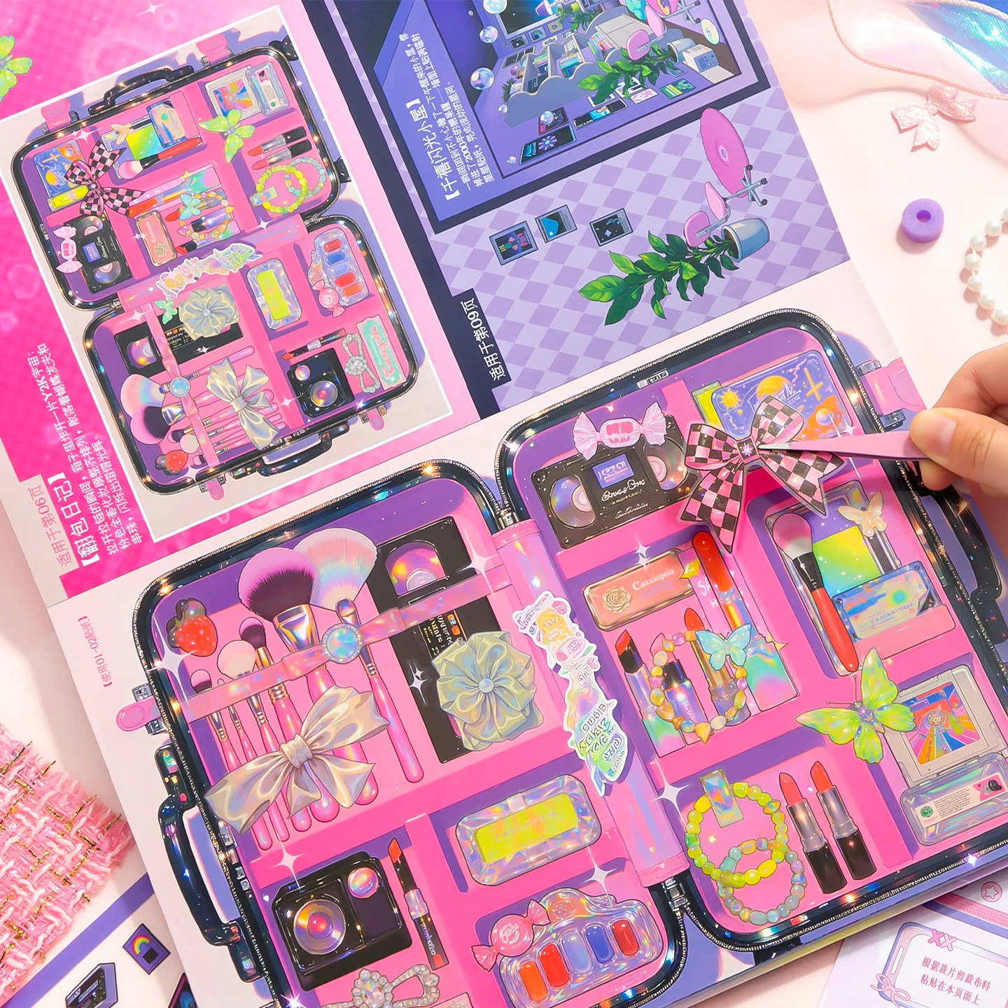 Journal GO Y2K Creative Cartoon Sticker Material Book for Girl Decoration 3D Card Scrapbook Collage Junk Journal diy Handmade