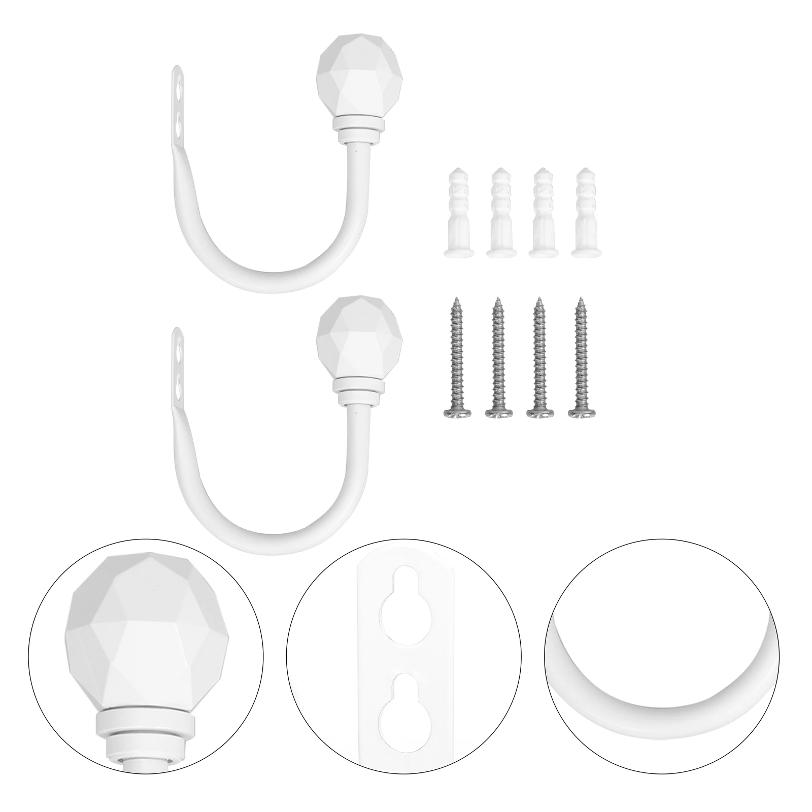 

2 Pcs Diamond U Shaped Hooks White Iron Curtain Tiebacks Drapery Hooks Wall Mount Strong Home Decoration Accessories