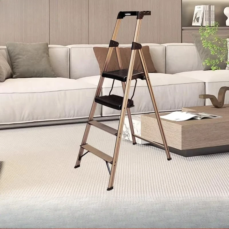 Household folding ladder Thickened aluminum alloy herringbone ladder Three steps Four steps Indoor portable escalator