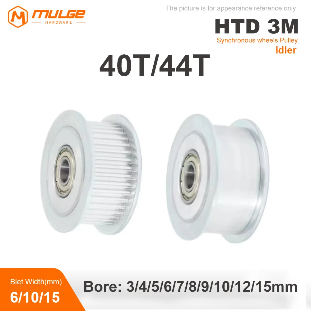 

Idler Type 40T/44Teeth HTD 3M Timing Pulley Bore 3/4/5/6/7/8/9/10/12/15mm for 6/10/15mm Width Belt Used In Linear Pulley 3GT