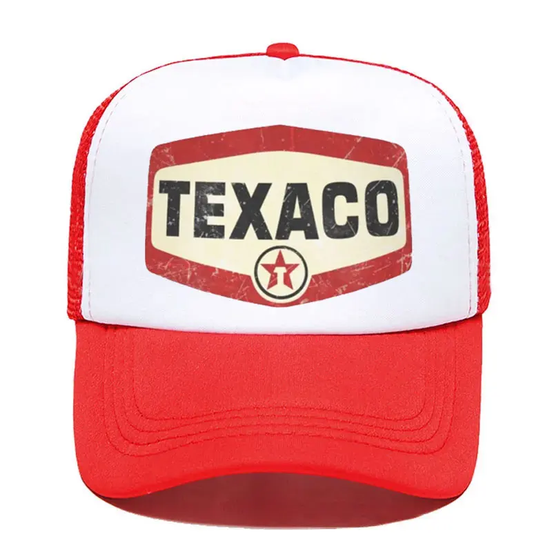 Custom Vintage Texaco Logo Baseball Cap Women Men Adjustable Trucker Hat Summer Sports Hats  Mesh Visor Outdoor Snapback Caps