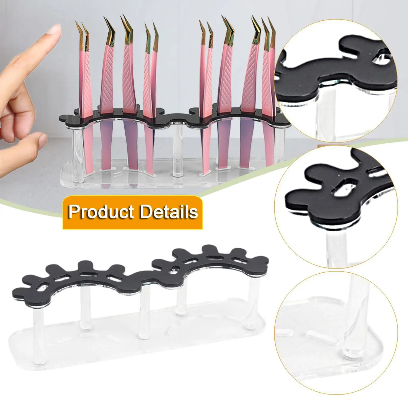 Eyelash Extension Tweezers Holder 8 Slots Storage Rack for Dresser Workspace