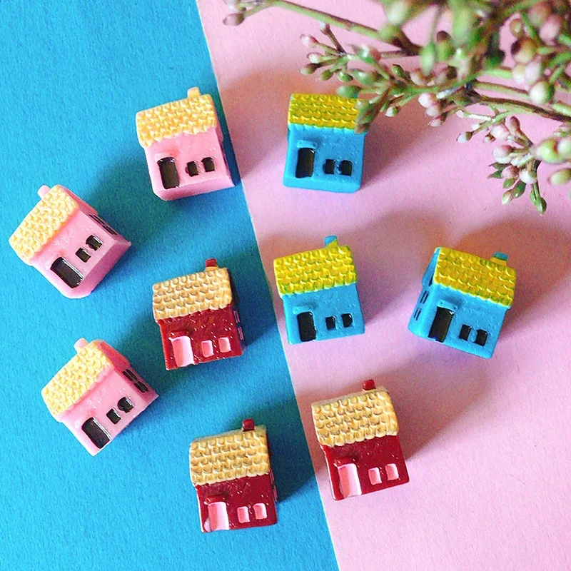 sale~9 pcs mini house/little trees/miniatures cottage/shabby /cute/ fairy garden/gnome/moss terrarium home decor/crafts supplies