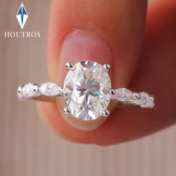 1ct 2ct Oval Cut All Moissanite Engagement Ring for Women 925 Sterling Silver Oval & Marquise Ring Wedding Bands Jewelry Gift