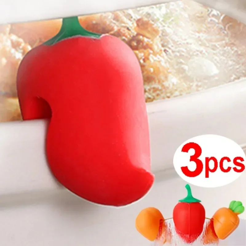 3/1pcs Silicone Fake Chili for Pot Lid Clips Anti-Overflow Stopper Kitchen Boiled Heat-resistant Pot CoverLifter Anti-spill Rack