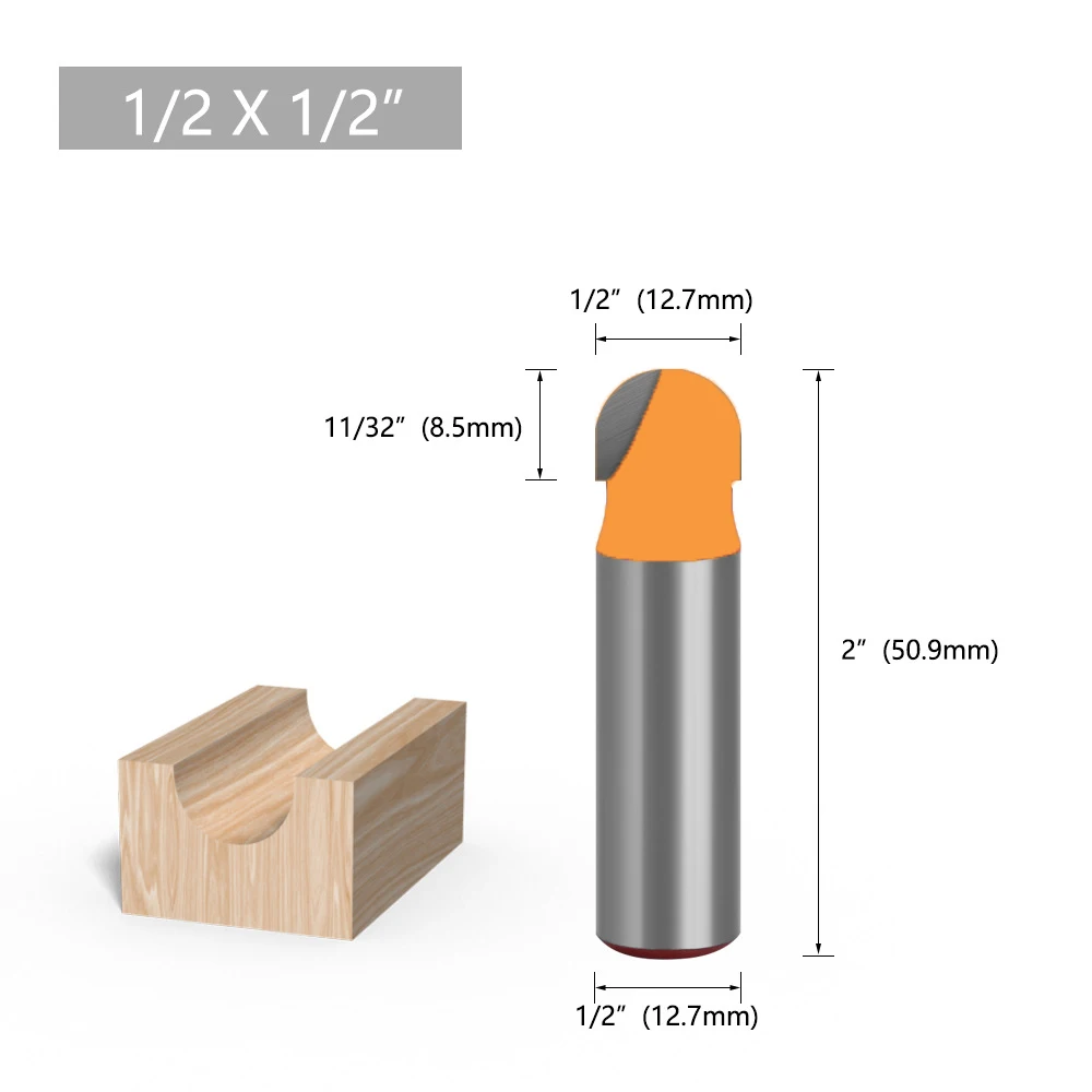 1pc 1/4 6.35mm Shank Ball Nose Router Bit Round Milling Cutter for Wood CNC Radius Core Box Solid Carbide Tools