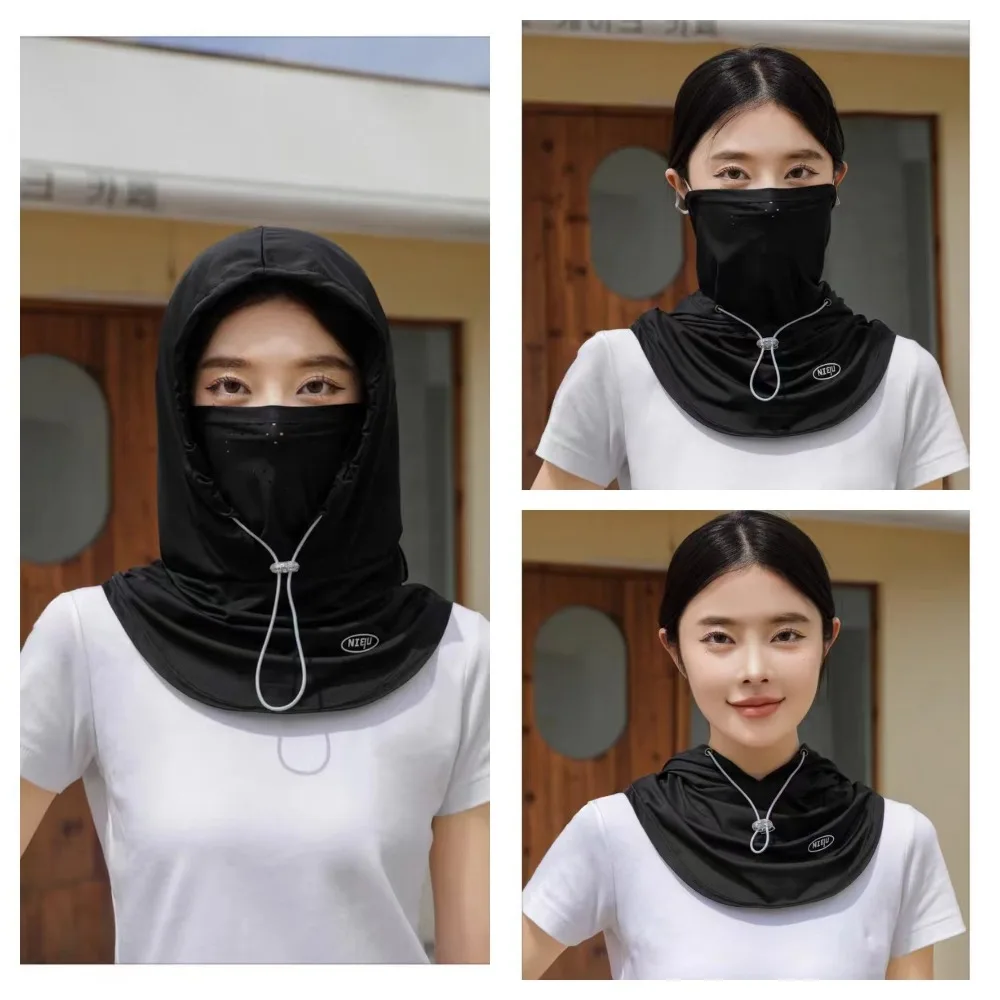 New Summer Anti-UV Sunscreen Hat With Mask Shawl Breathable Ice Silk Pullover Cap Head Wrap Unisex Beach Cap For Outdoor Sports