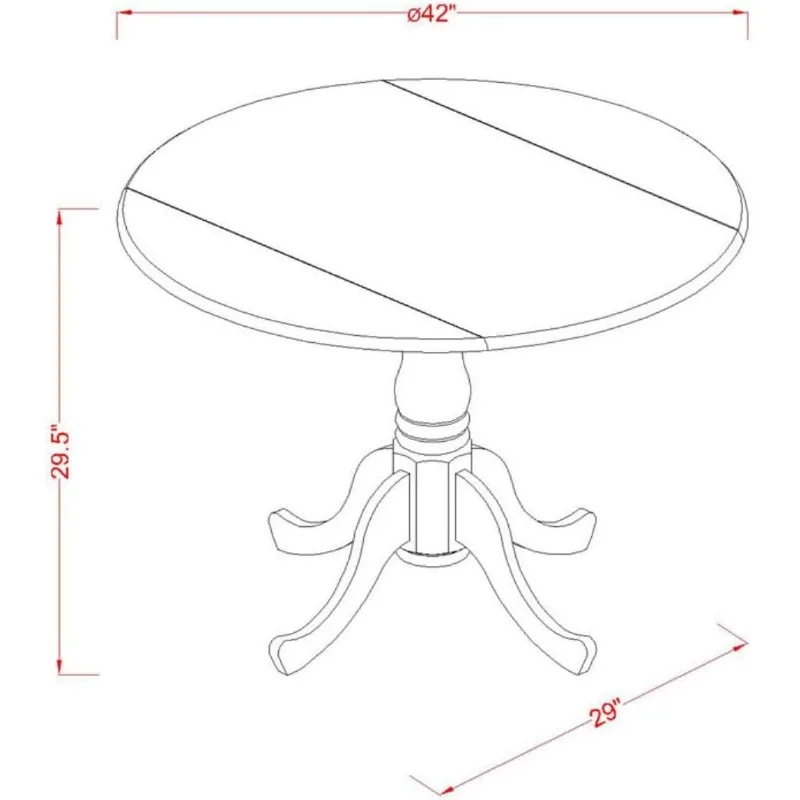 5 Piece Dining Set for 4 Includes a Round Kitchen Table with Dropleaf and 4 Dinette Chairs, 42x42 Inch