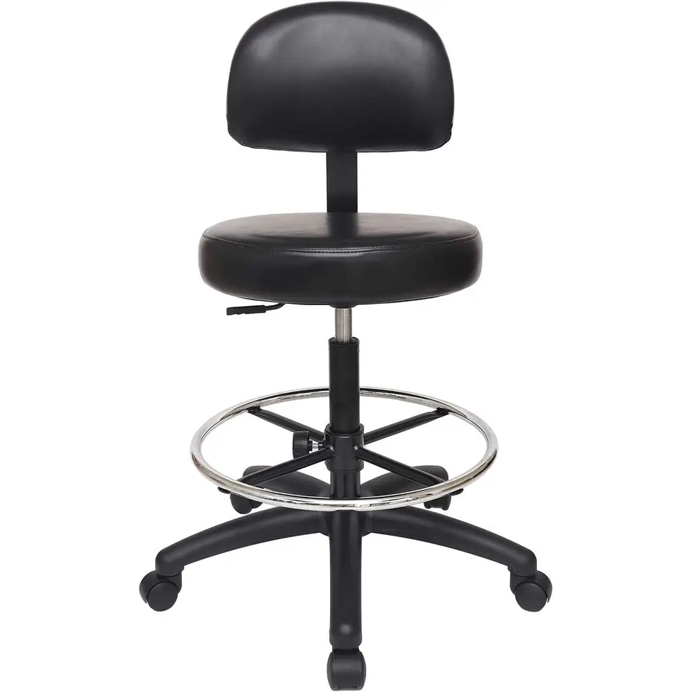 Adjustable Height Vinyl Stool - Black, Suitable for Garage, Counters, Kitchen, Desks, Dining Tables, Easy to Clean with Glides,