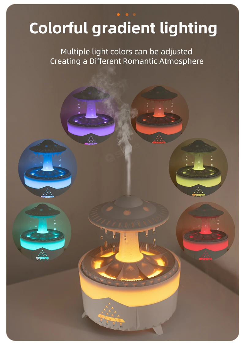 Relax Cloud Rain Diffuser Humidifier Raindrop Aromatherapy Machine Ultrasonic Atomization Humidification Colorful Lamp