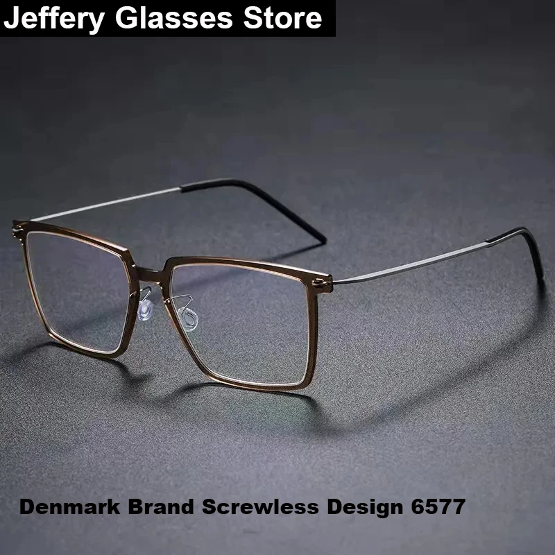 

Denmark Screwless Glasses Frame Men Ultra-Light 6g Large Square Fashion Eyeglasses Myopia Eyewear Prescription Spectacles 6577