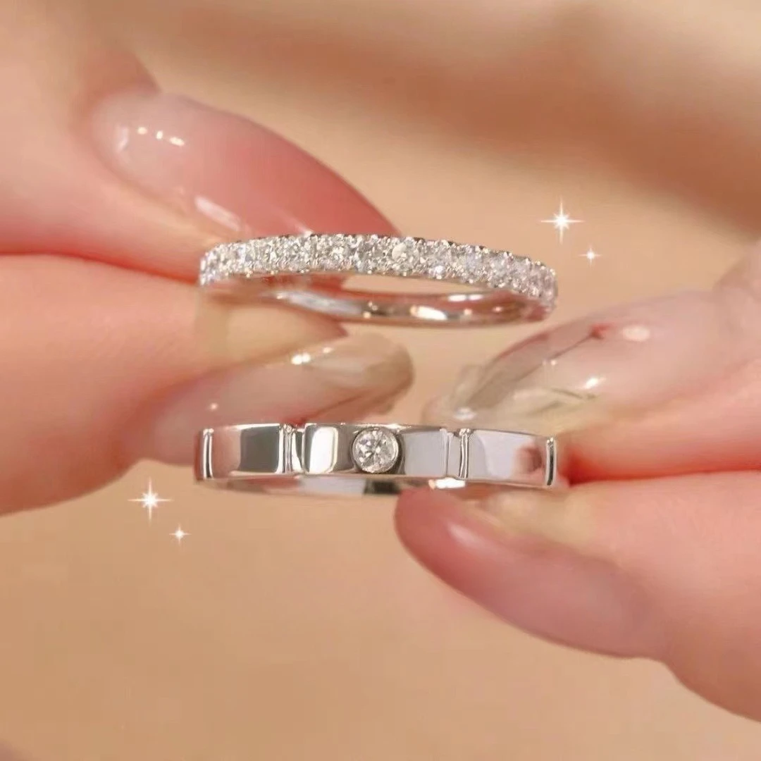 2 pcs 925 Sterling Silve Gorgeous Shiny Zircon Stone Ring For Women Engagement Wedding Luxury High Quality couple rings