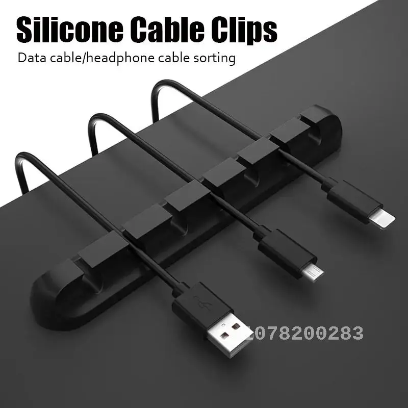 

Cable Organizer Silicone USB Cable Winder Desktop Tidy Management Clips Cable Holder for Mouse Headphone Wire Organizer