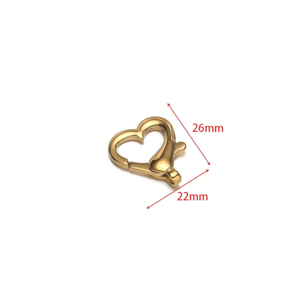 2Pcs PVD Gold Stainless Steel Heart Lobster Clasps Hooks Keychain Connector for DIY Jewelry Making Necklace Bracelet Accessories view 2