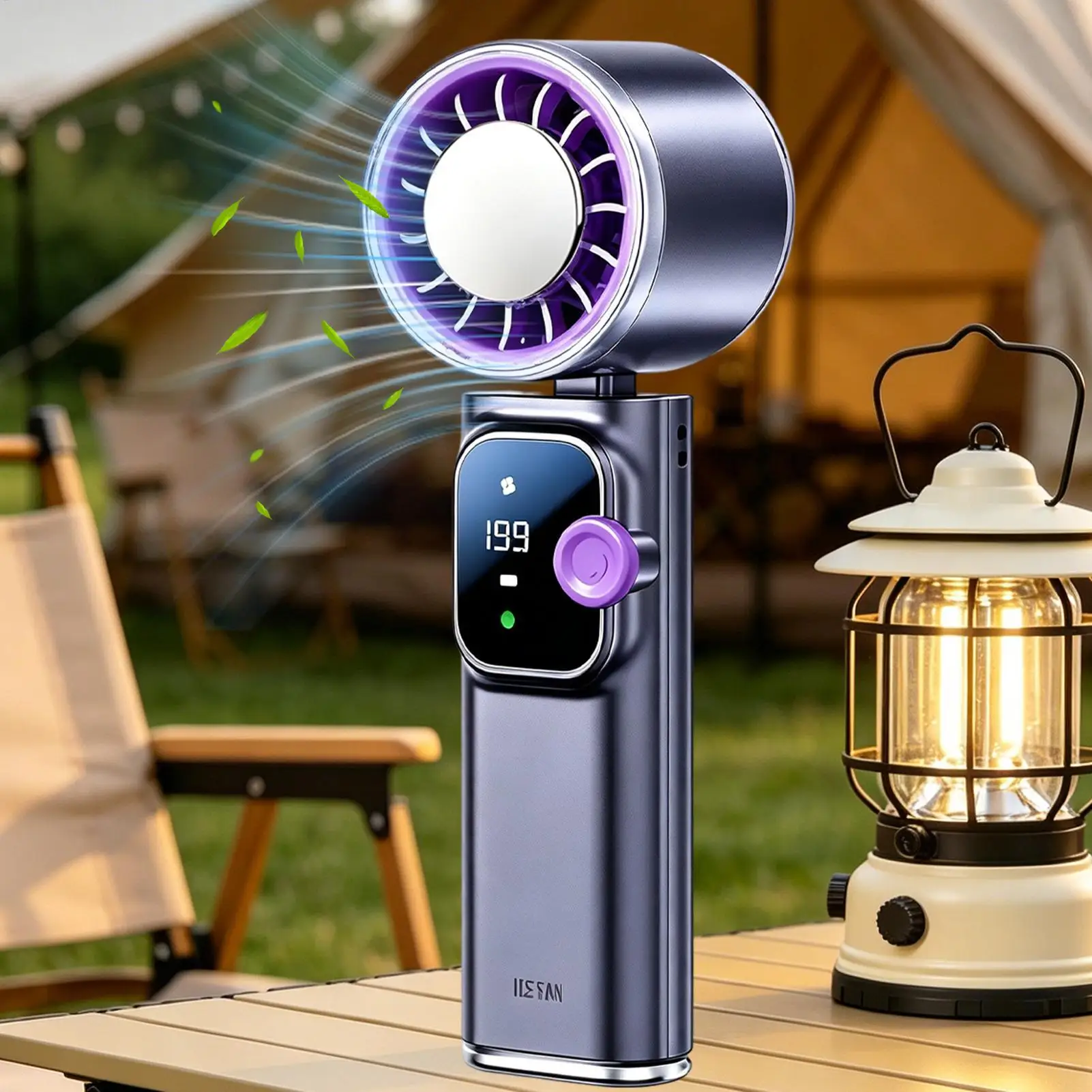 

Handheld Fan 199-Speed Low-Noise 4000mAh Rechargeable Foldable Summer Tool Personal Fan Handheld for Beach Vacation Outdoor