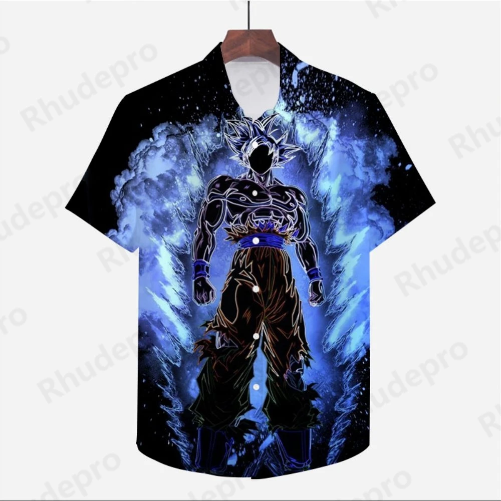 Dragon Ball Z Men's Clothes Cute Shirt 2024 Y2k Seaside Trip Goku Anime High Quality Harajuku Super Saiya Beach Style Cool