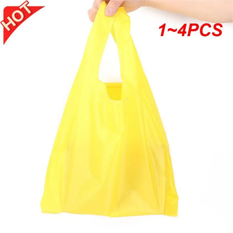 1~4PCS Shopping Bag Polyester Foldable Hand Shoulder Reusable Shop Bags Grocery Bags Eco-friendly Bag