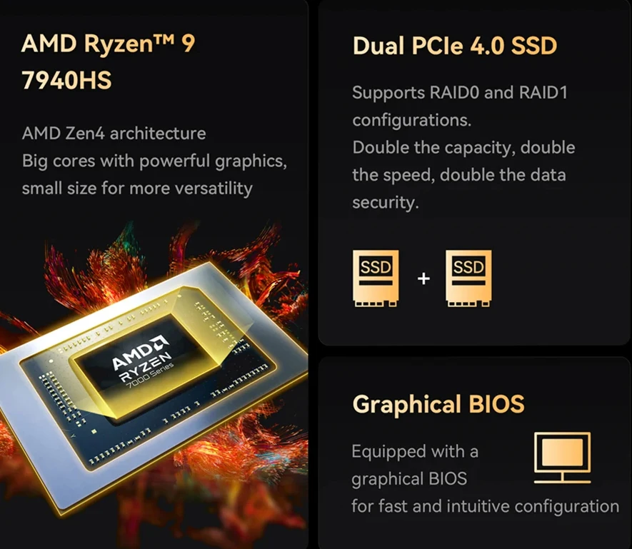 كمبيوتر صغير MINISFORUM UM790 Pro Ryzen 9 7940HS Windows 11 Pro DDR5 NVME SSD PCIE4.0 WiFi 6E BT5.3 كمبيوتر ألعاب مكتبي #2