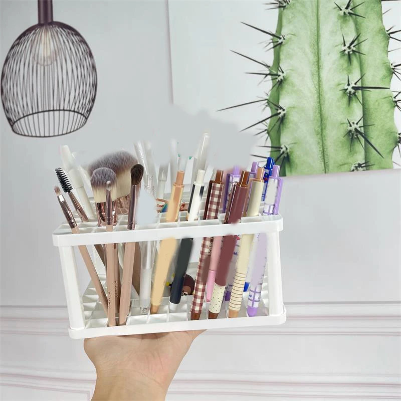 Large Capacity Makeup Brush Storage Holder Stand Organizer Rack Multi Hole Pen Insert Brush Holder Plastic Brush Storage Tube image 3