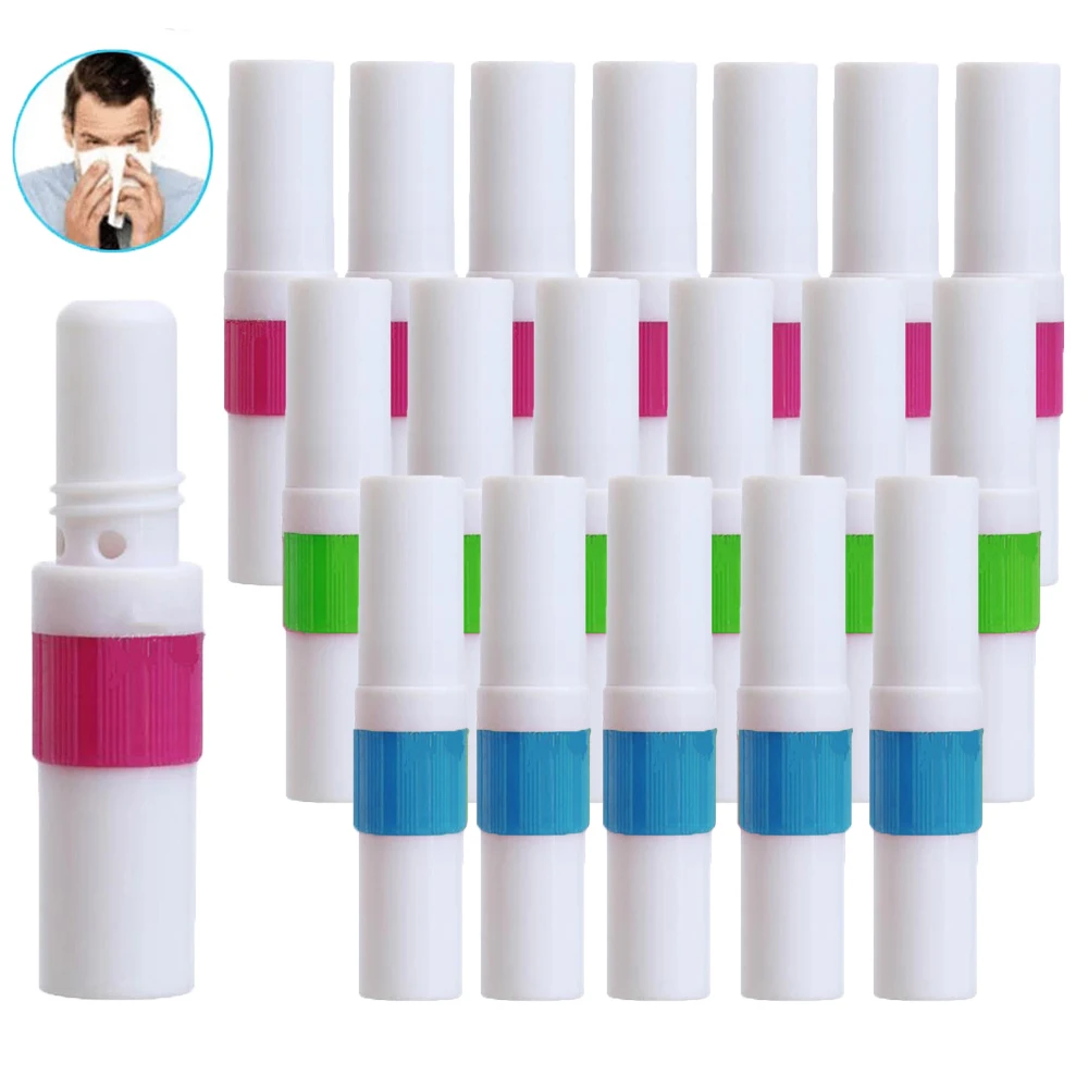 

18pcs 2 in 1 Empty Nasal Inhaler Stick Compound Essential Oil Inhaler Cure Nasal Congestion Relief Motion Sickness