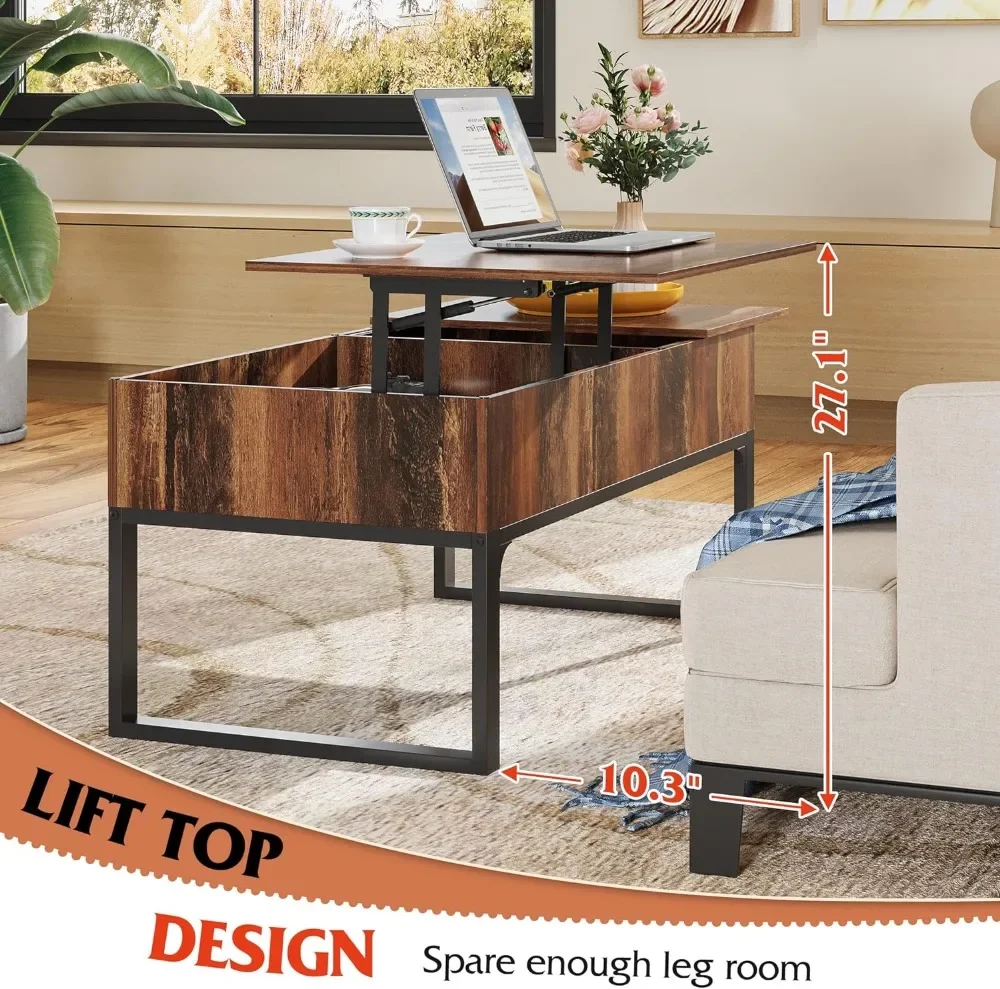 Lift Top Couch tisch für Wohnzimmer, moderner Holz Couch tisch mit Stauraum, verstecktes Fach und Schublade für Wohnung, Zuhause,