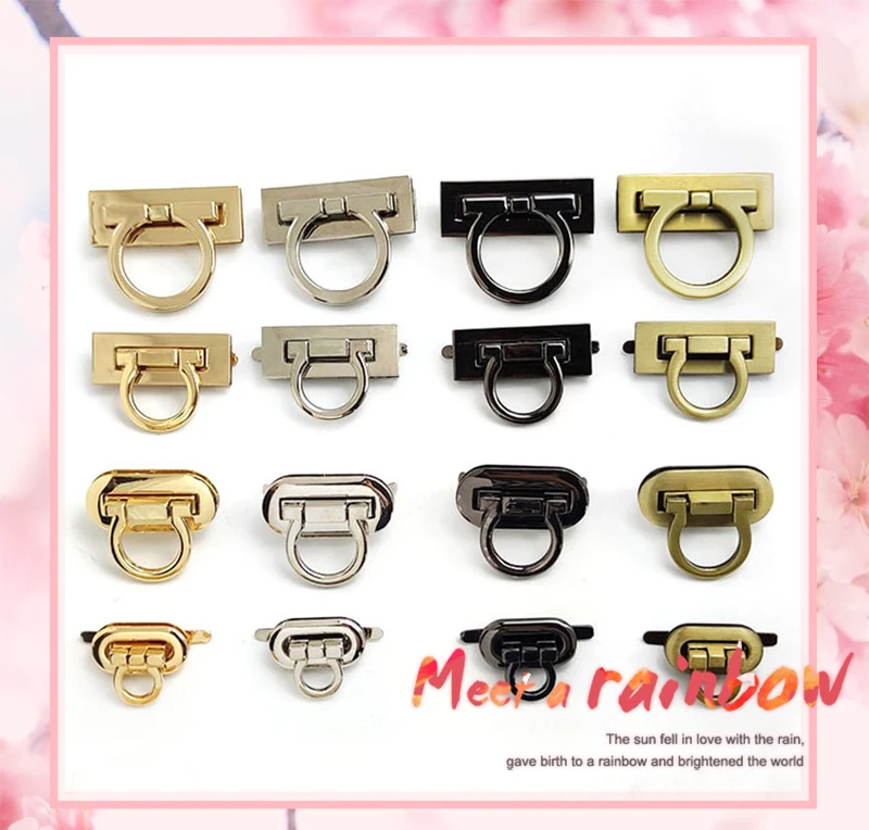 1/2/3/5Pcs Metal Square Turn Twist Locks Women's Bag Lock Buckle Decorative Handbag Closure Clasps Hardware Accessories