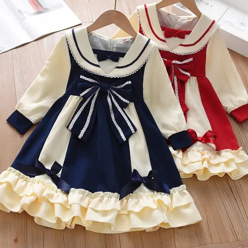Girl Lolita Dress Spring and Autumn New Collection Children's Sweet Long Sleeve Princess Dress