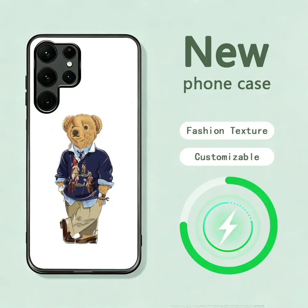 Funda Magnética de Vidrio para Teléfono con Diseño de Oso de Ralph Lauren, para Samsung S26 S25 S24 S23 S22 S21 S20 Plus Ultra Note20