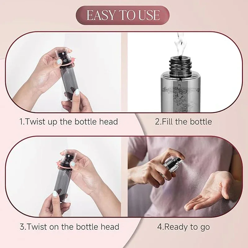 

48Pcs 30/60/80/100/120ml Empty Plastic Spray Bottles Mini Cosmetic Sample Sprayer Bottle Travel Liquid Fine Mist Containers