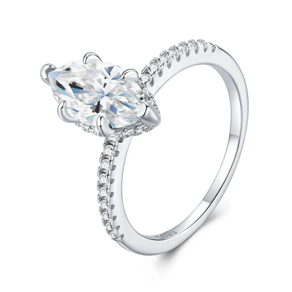 Apexelle Brand Luxury Jewelry 925 Sterling Silver Ring Marquise Cut Full Moissanite Rings GRA Certificate Dainty Jewelry