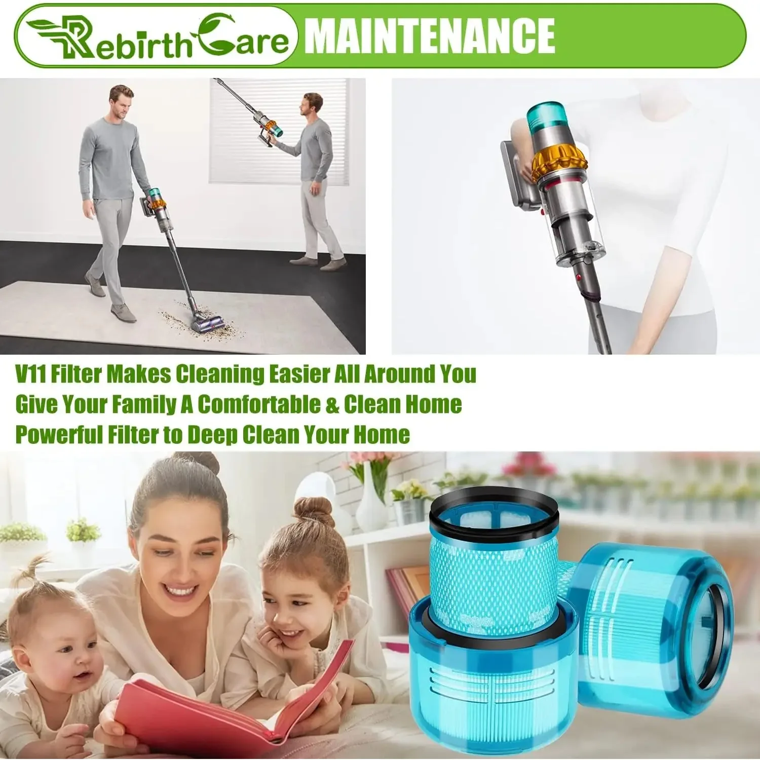 Vacuum Post Filter Compatible with Dyson V15 V11 SV14 SV17 SV22 Detect Absolute Complete Animal Extra Pro Torque Drive 2 Pack